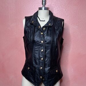 Vintage Wilson Leather Vest with Gold Hardware